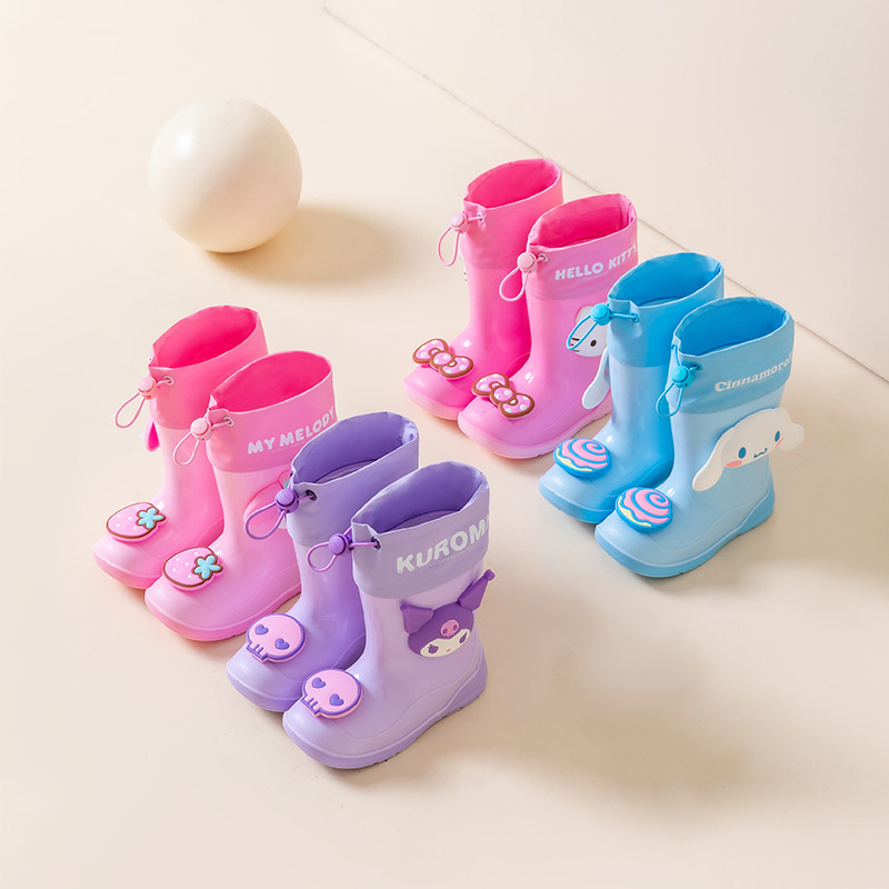 サンリオミッドチューブレインブーツ子供用クロスボーダー漫画クロメノンスリップソフトボトムウォーターシューズ女性用幼稚園レインブーツ女の子用|undefined