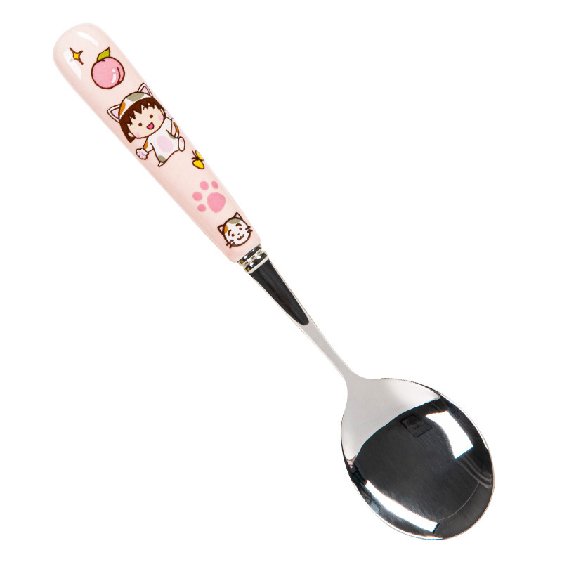 ちびまる子ちゃん304ステンレスセラミックスプーン箸かわいい寮家庭用携帯食器三点セット|undefined