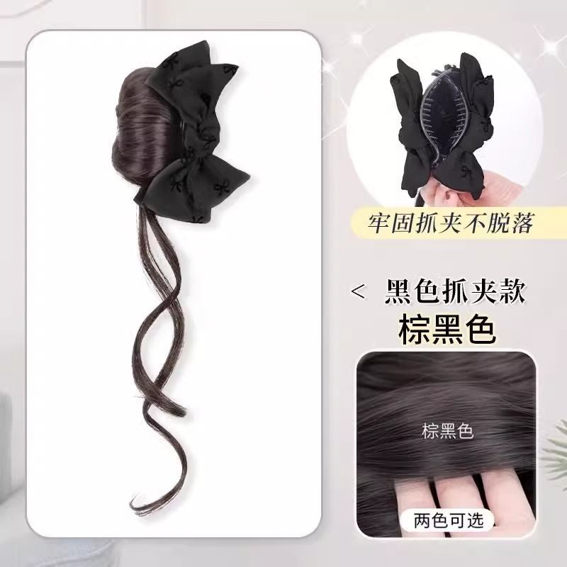 Falsa cabeza de bola mujer arco agarrar clip de cabello humano perezoso barba de dragón brotes de cabello perezoso esponjoso pellizco natural