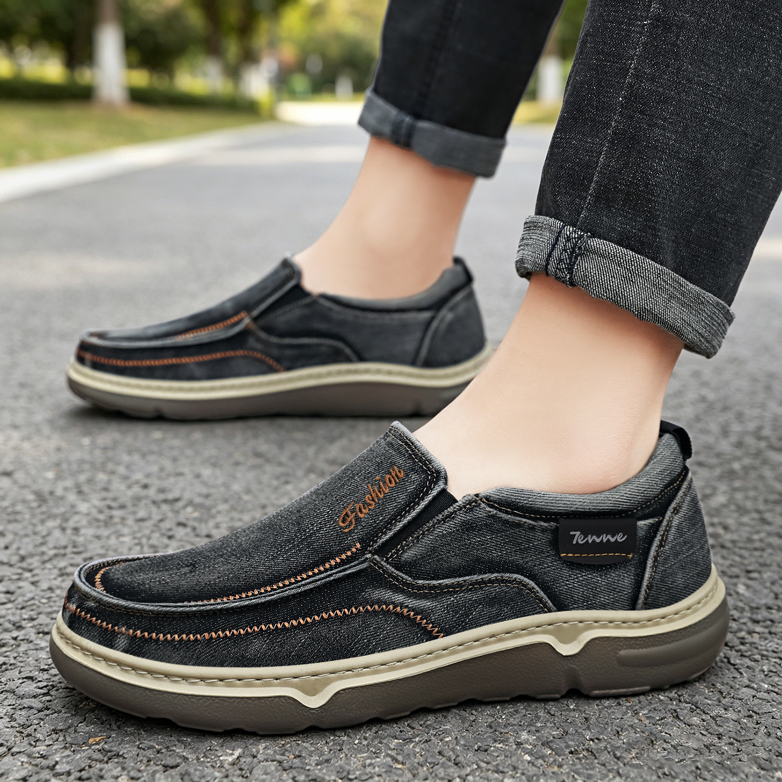 Zapatos de hombre casuales viejos zapatos de tela de Beijing lavados con agua zapatos de vaqueros con suela suave zapatos de papá ligeros zapatos de lona