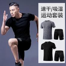 男士速干透气户外爬山休闲运动套装团体服 训练服夏季男士宽松t恤