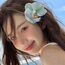 仿真蝴蝶兰绿色薄荷蝴蝶兰花朵发夹配件DIY头花发饰簪花配饰婚庆