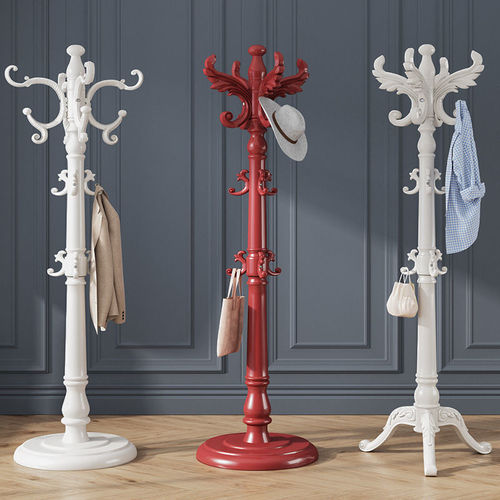 European solid wood wardrobe hanger, floor-mounted bedroom hanging rack, simple home use, bag stand, single-pole standing clothes hanger