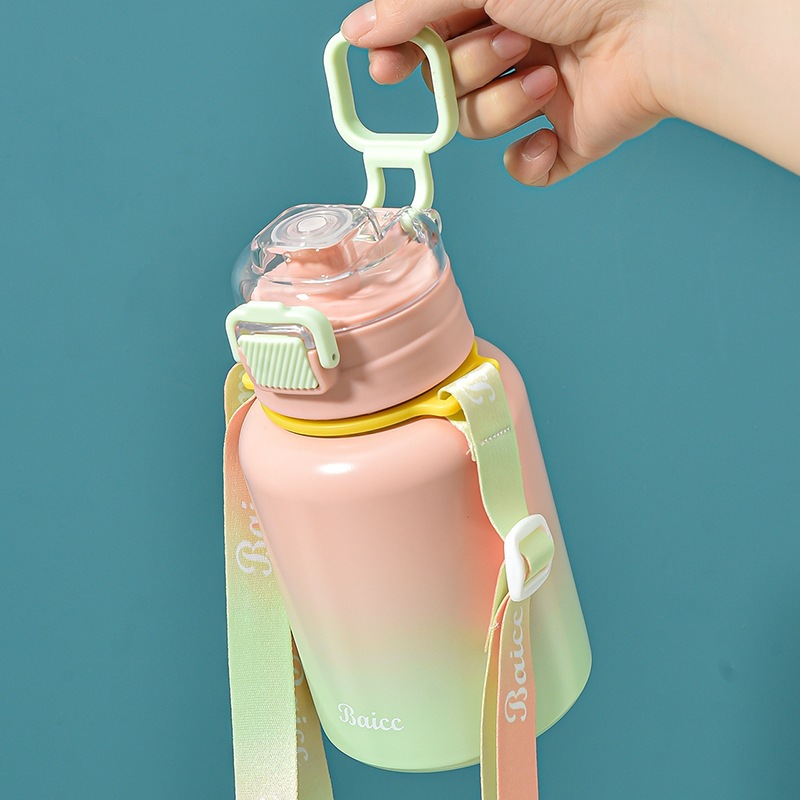 Tazas de acero inoxidable 304 tazas de aislamiento de abdomen de agua de estudiantes de género y género tazas de paja de gran capacidad logotipo