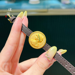 金店同款沙金女王手牌diy配件手錶手鍊皮質錶帶時尚洋氣歐美風