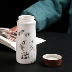 High-end solid-silk white porcelain double-layer inner pot insulated cup outdoor portable water cup corporate gift cup