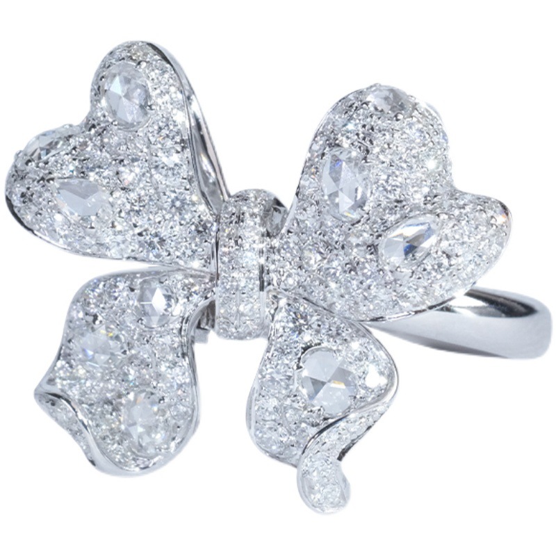 Fashion Bow Knot Copper Inlay Artificial Gemstones Rings Necklace