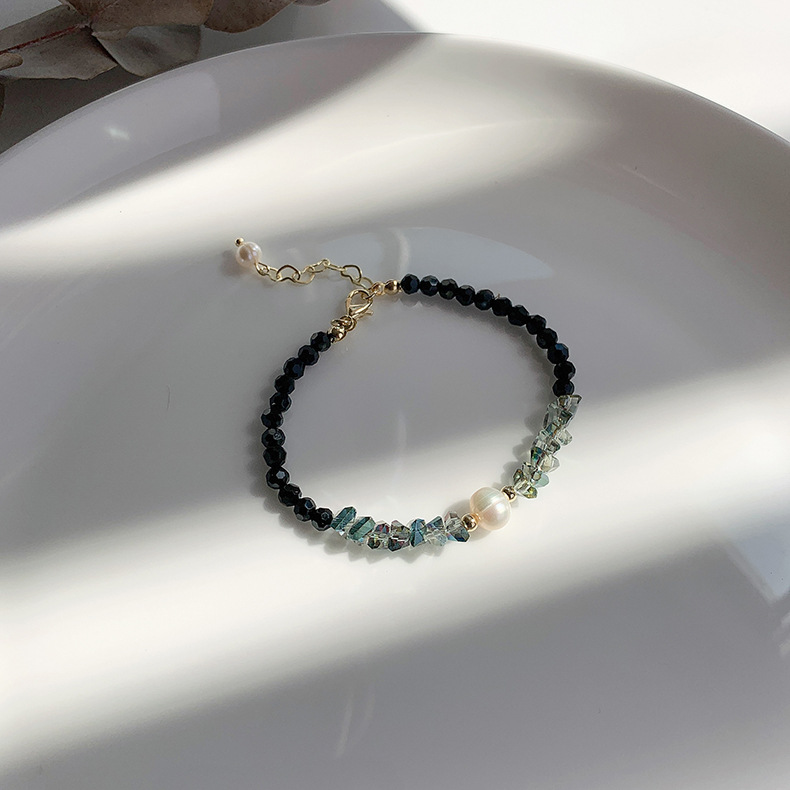 Nihaojewelry wholesale jewelry simple freshwater pearl black crystal bracelet necklacepicture4