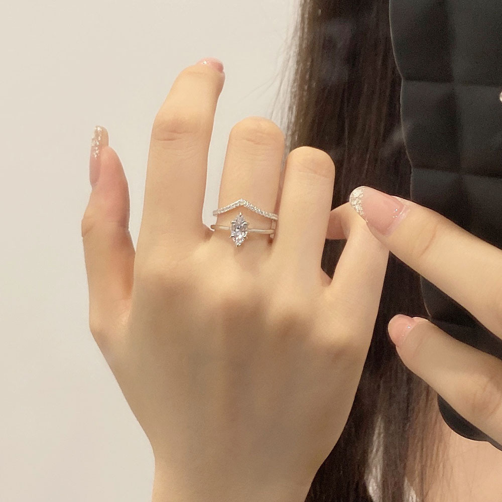 Fashion Geometric Sterling Silver Inlay Zircon Rings