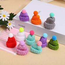 跨境迷你针织毛线小帽子可爱呆萌针织帽子毛球辅料diy玩偶配饰