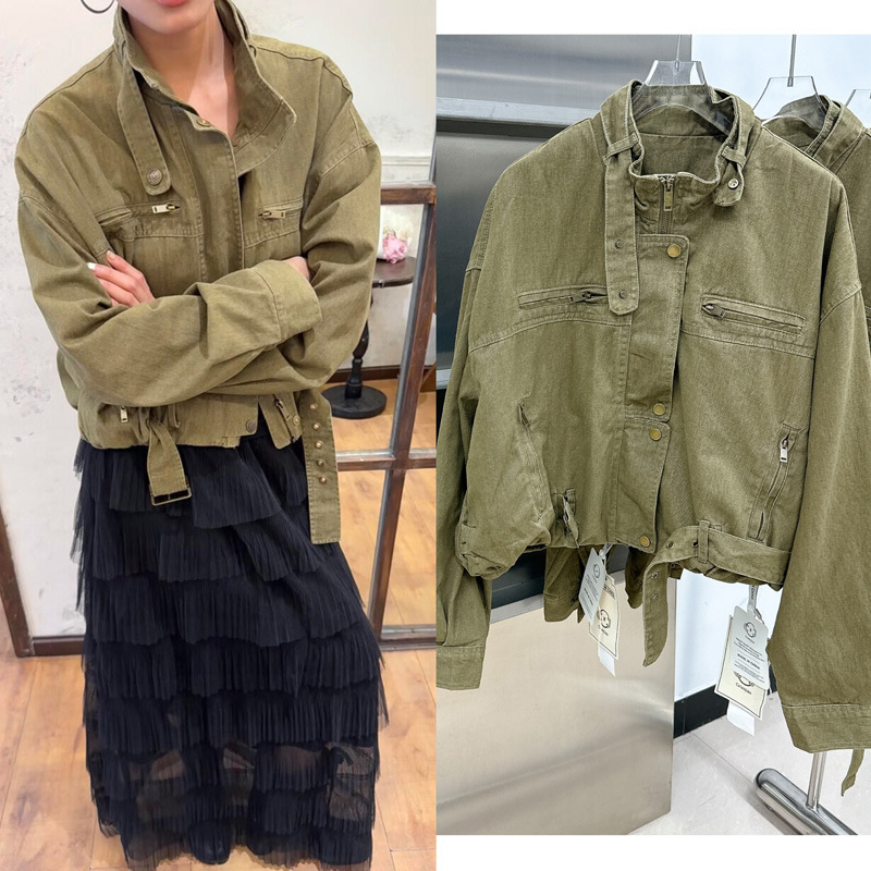 韩版休闲复古工装风宽松短款夹克外套女2025秋季新款立领外套百搭|undefined