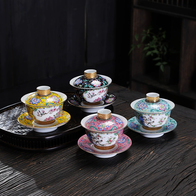 Чайная крышка гурт enamel цвет три-муравейная чаша, одиночная чашка чай чаши с тремя башнями, три башни, чаши