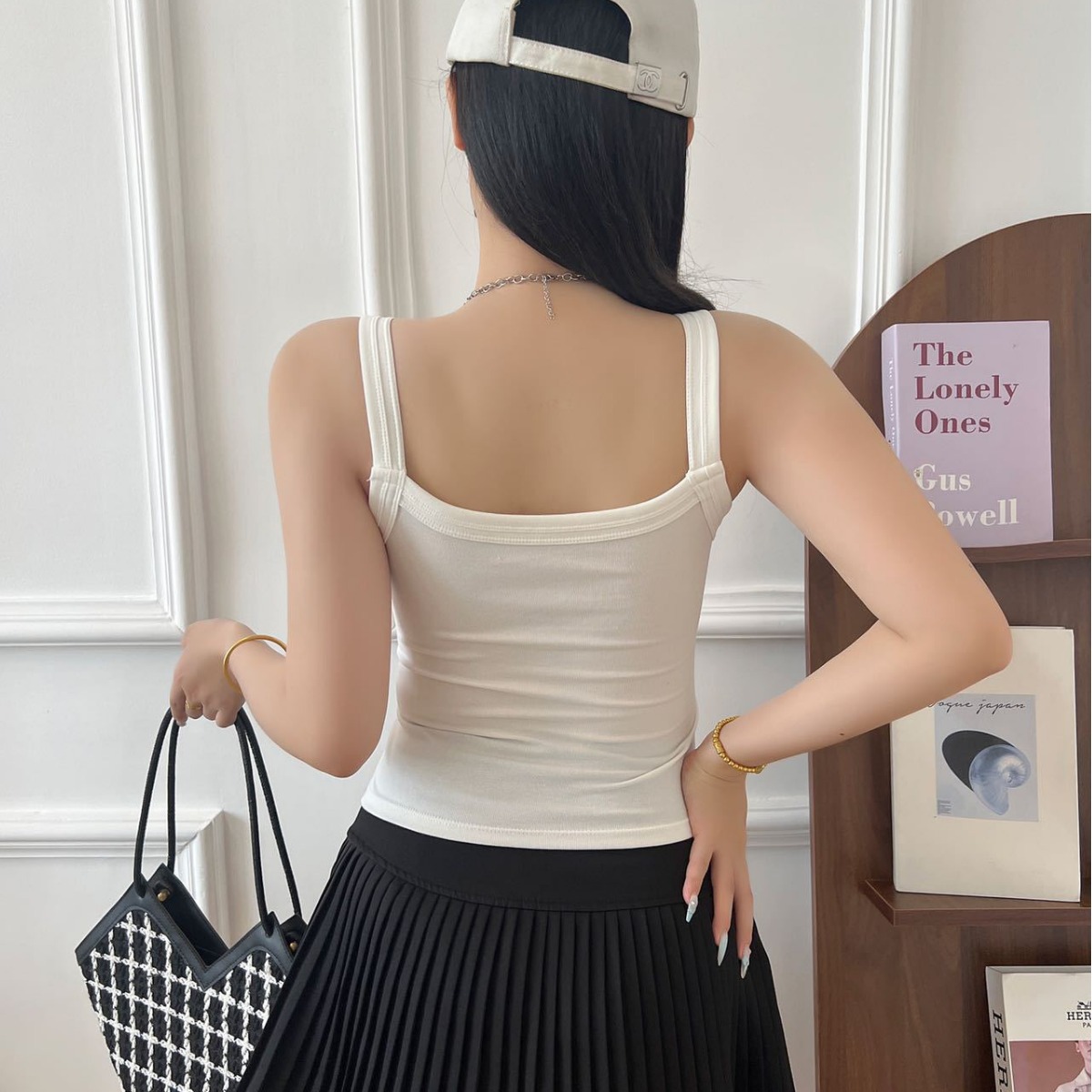 Solid Color Camisole One-piece Chest Pad Base Beauty Back Underwear Outer Wear Sleeveless Inner Short Slim-fit Top