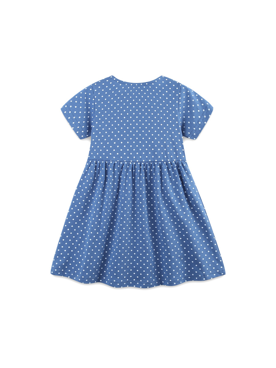 26 transfronterizos verano nuevo vestido de niños punto de onda bordado animal tejido algodón falda de mangas cortas para niñas un cabello