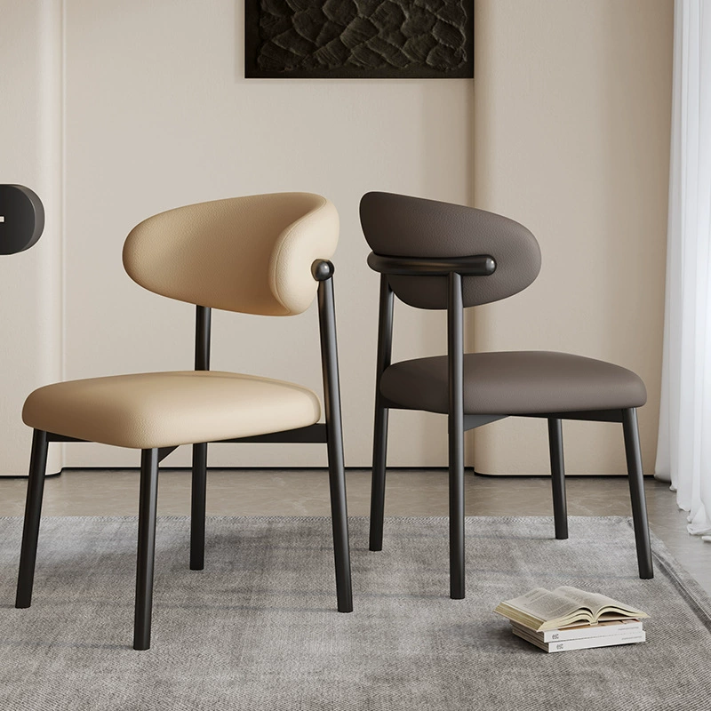 Бытовая мягкая сумка обеденный стул сливочный стиль простой обеденный стул кожаный лапша переговорное кресло бар ресторан ресторан мягкая сумка обеденный стул
