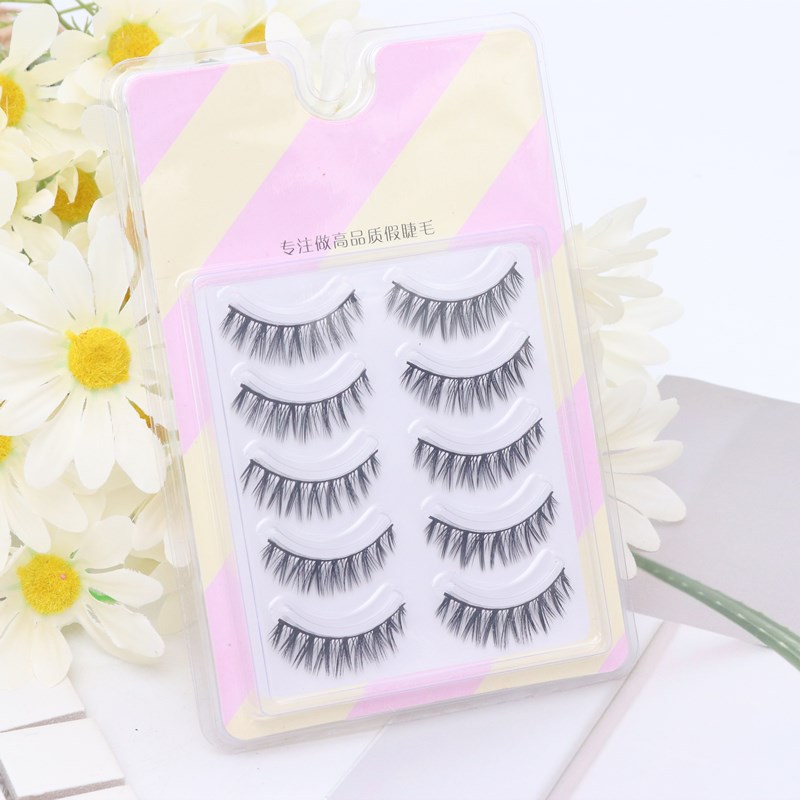 Suministro directo de fábrica transfronteriza natural larga Cruz gruesa japonés 3D afilado tallo transparente Luna doblar pestañas postizas