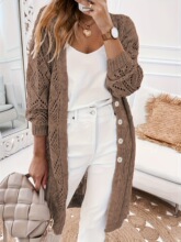 J 35942 Long-sleeve hollow plus-size cardigan �����οմ��뿪