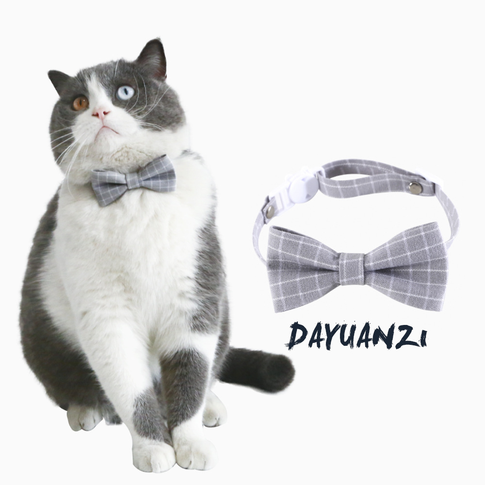 Mascotas británico cuadrícula arco ajustable gato perro corbata accesorios