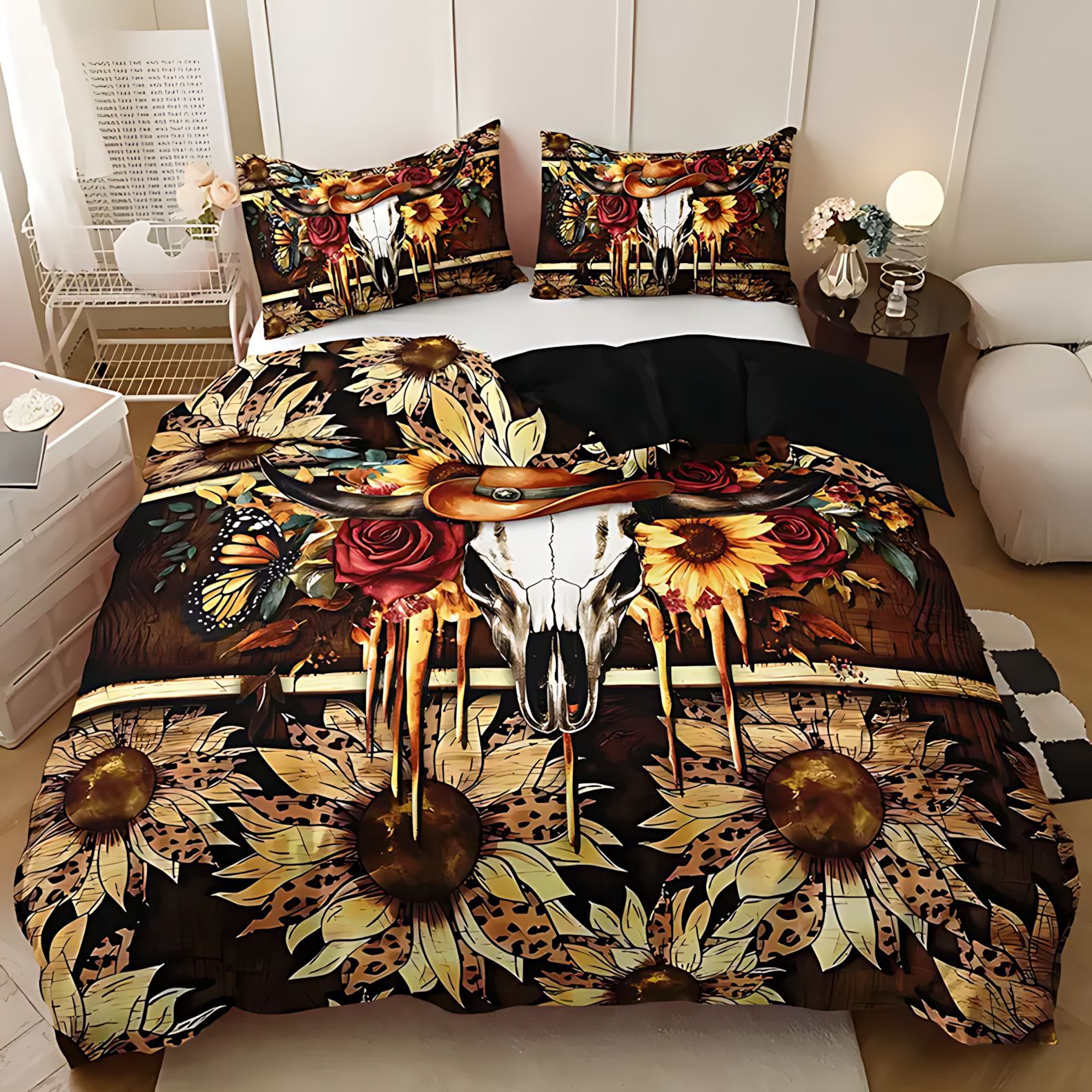 TEMU / JIT Transfronterizo Abrasivo Quilt Kit Sunflower Cotton Print Digital Bed Cover