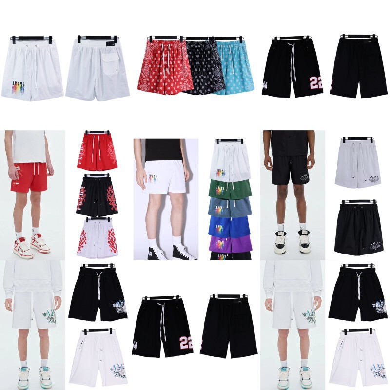 Am American Style High Street Cashew Flower Leopard Print Classic Letter Iri Embroidered Tassel Drawstring Casual Loose Sports Shorts