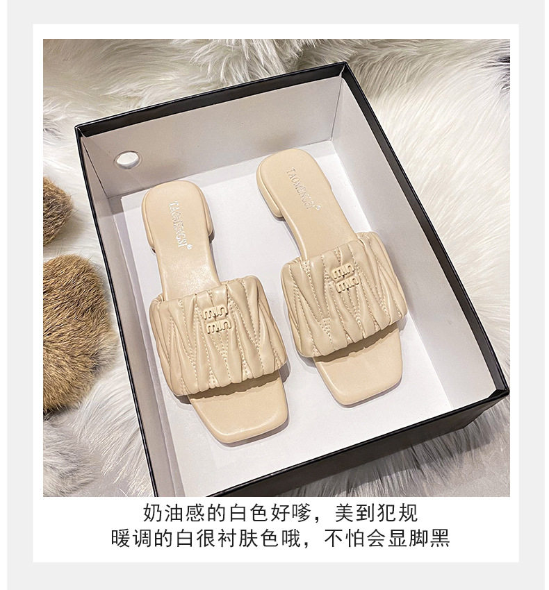 Dép lê nữ mùi vuông đế bằng chống trơn thoải mái đi ngoài trời — Màu Đen (không có chữ cái), Pink (không có chữ cái), Trắng sữa (không có chữ cái), Xanh sữa (không có chữ cái) chi tiết 35