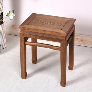 Chicken Wing Wood Small Square Stool Household Tea Table Stool Chinese Solid Wood Low Stool Sofa Stool Log Bench Dressing &