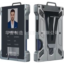 工厂现货亚马逊新款工牌透明卡包卡套RFID防盗刷金属钱夹