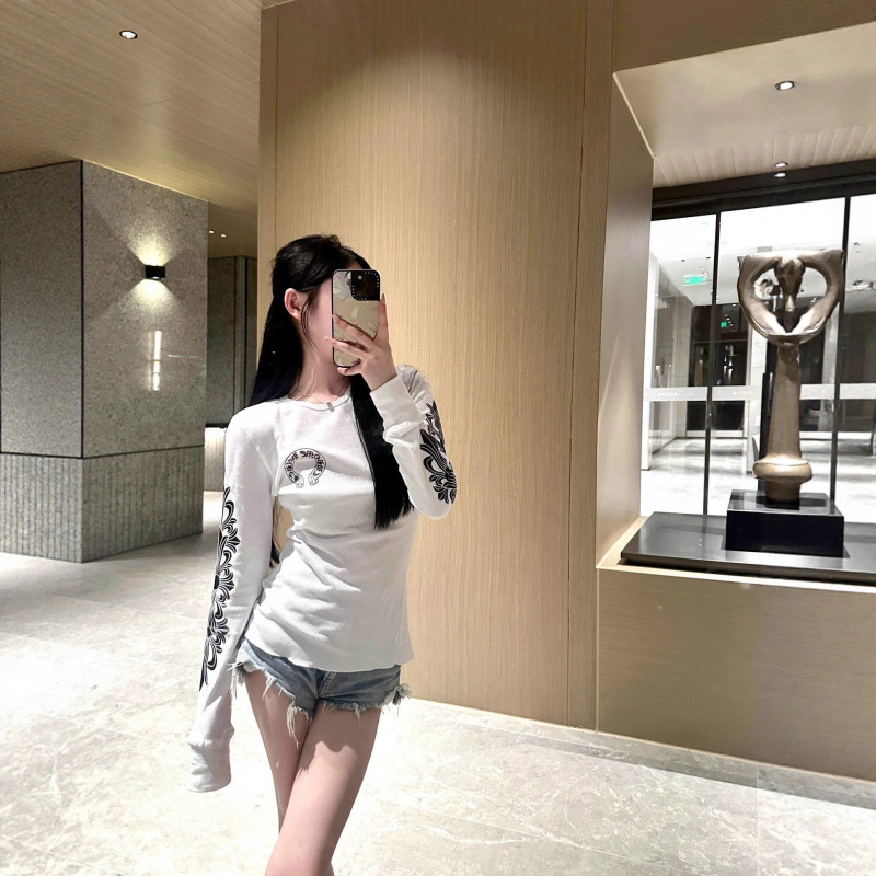 ch梵文华夫格修身长袖女25早秋9月新品经典两袖宝剑印花短款上衣|undefined