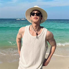 肩の狭い肩のベストの男性の夏の高級感のごろつきのかっこいいカジュアルな袖なしのtシャツのアメリカの坑条のねじの底のシャツ