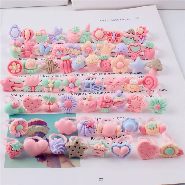 Cute baby multi-color cartoon resin children's ring sweet flower bracelet AliExpress hot sale matte ring
