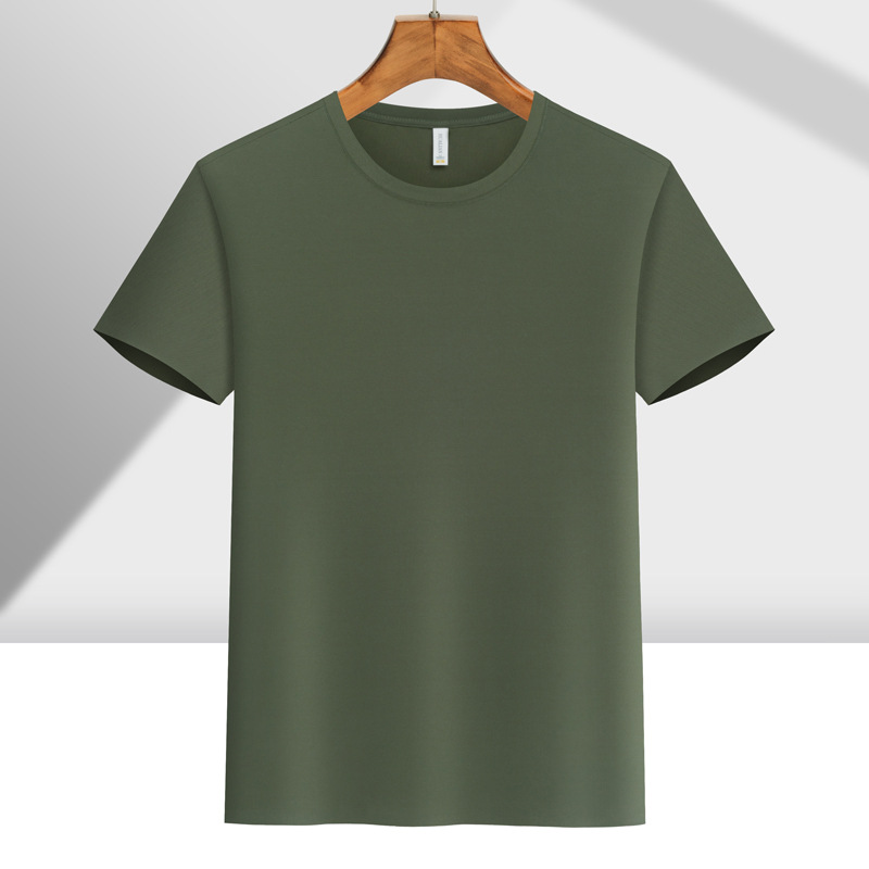 Camiseta de trabajo de alta gama, sin costuras, de nailon, con cuello redondo, manga corta, impresión de logotipo personalizado, uniforme de equipo para hombres y mujeres, bordado deportivo ejecutivo.