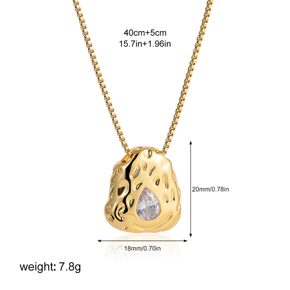 10g Weight 0.03µm Gold Plating Thickness Electroplating Gold Plating Process 18K Real Gold Plated Plating Material Brass Pendant Material Zircon Inlay Material Pendant Necklace Classification Copper Chain Material Wholesale Jewelry Vacation Simple Style Water Droplets 304 Stainless Steel Zircon Inlay Pendant Necklace Box Chain