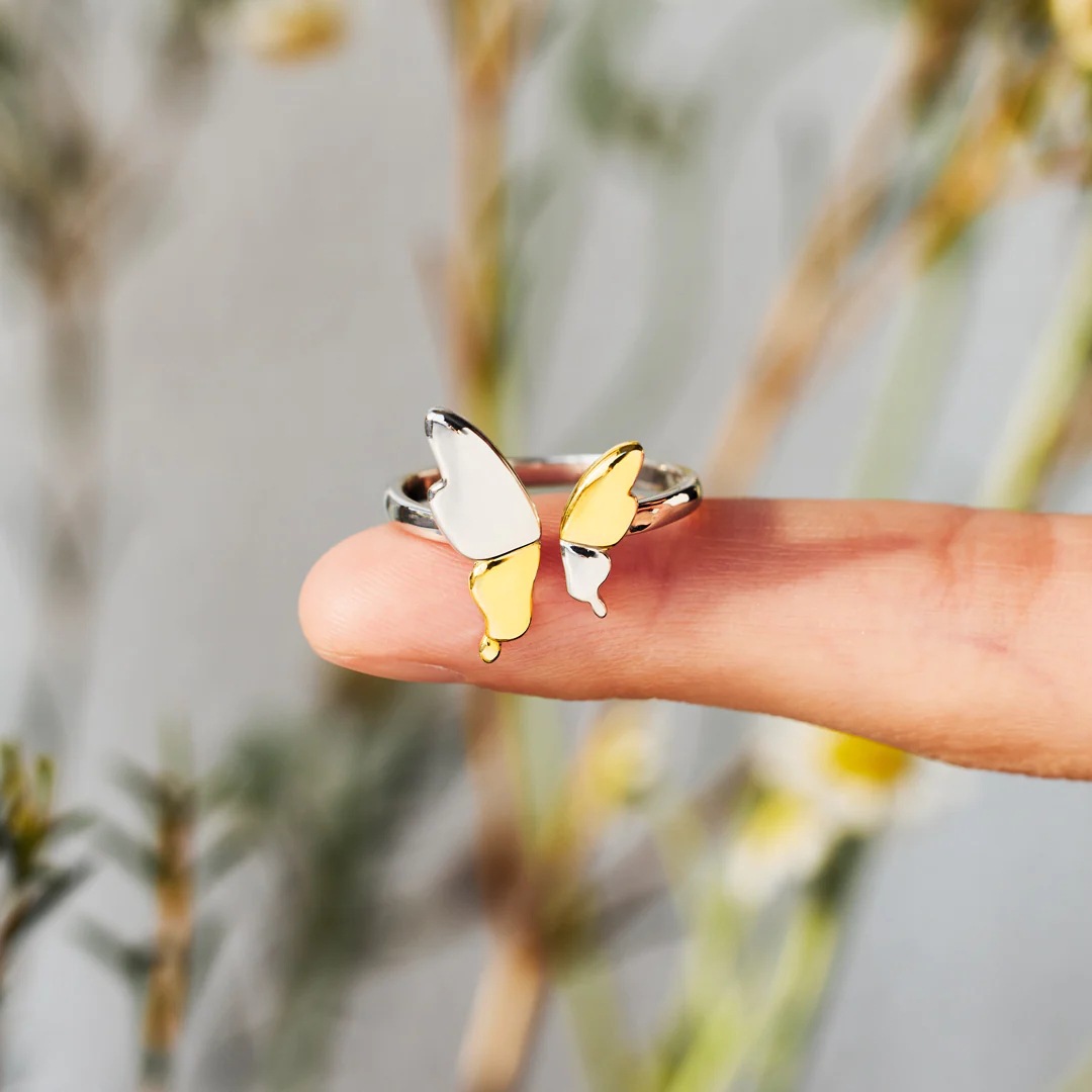 Butterfly Pattern 925 Sterling Silver Butterfly Open Rings