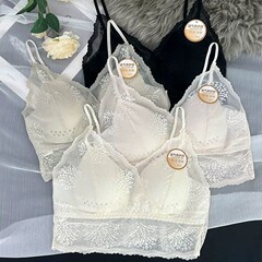 Summer thin pure lace beautiful back fixed cup wrapped in chest sexy beautiful back integrated cup thin shoulder strap sling underwear