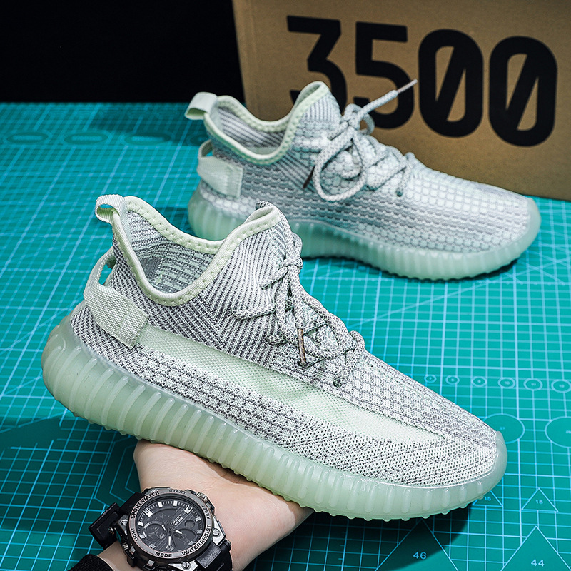 New Flying Weaving Summer Men's Shoes Breathable Coconut Shoes 350 Students All-match Running sneaker Casual Mesh Mesh Shoes