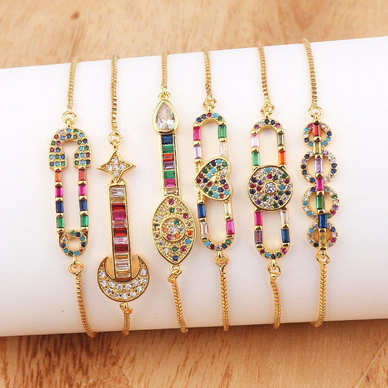 AliExpress cross-border jewelry European and American simple zircon bracelet female cactus coconut planet multiple 18K gold plated