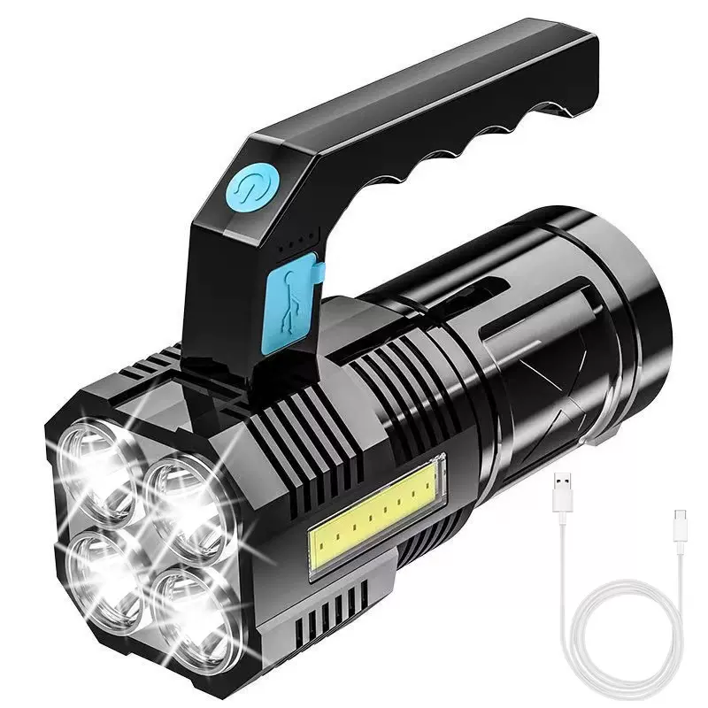 强光远射手电筒可充电LED手提灯户外野外巡逻探照灯超亮照明灯