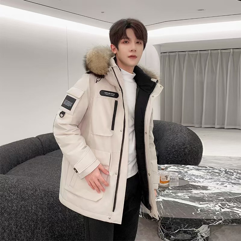 Men's Down Jacket With Fur Collar Unisex Outdoor Duck Jacket_voghion.com