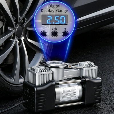 Cross-Border Dual-Cylinder Digital Display Car Air Pump for Cars, Small Cars, Off-Road Vehicles, Suvs, Portable High-Power Air Pump