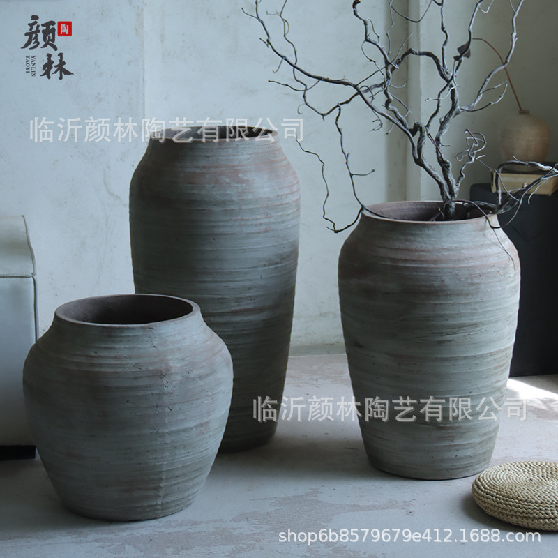 Retro hacer viejas macetas de cemento sala de estar tierra gran maceta de flores decoración hotel ornamentos maceta de cerámica plantación verde maceta