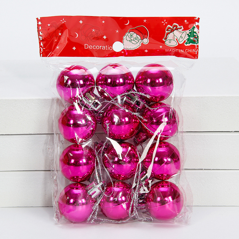 国境を越えた3cmクリスマスボールの光メッキボール12個/バッグセットクリスマス装飾クリスマスツリー装飾スポット卸売り|undefined