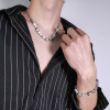 Men's trend necklace stainless steel from pearl, accessory hip-hop style for beloved, European style