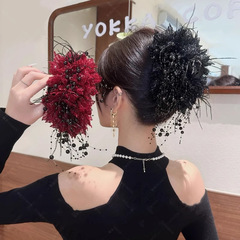 フランスのレトロな花のフリンジの羽は女性の高級感をつかみます。