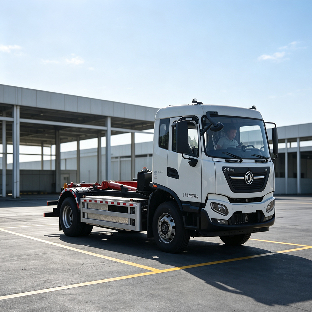 Pure electric detachable garbage truck, 18-ton hook-arm garbage truck, new energy school property hook-arm garbage truck