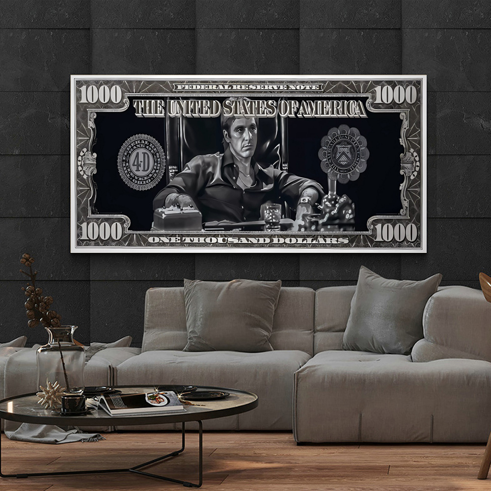 Foreign Trade Hot Money Art Hanging Painting Wall Street Wolf Poster Spray Painting US Dollar Canvas Painting Living Room Decorative Painting