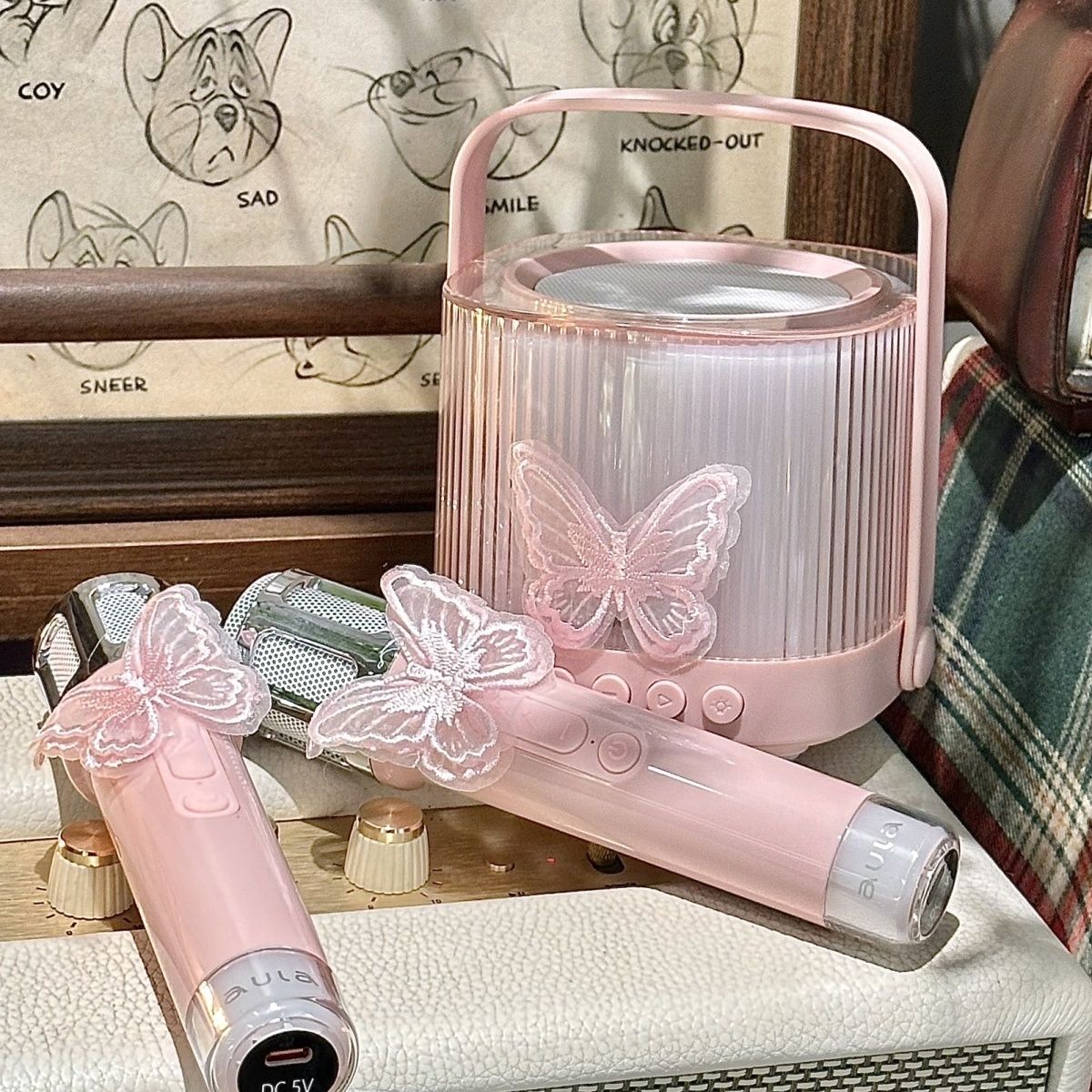 小型话筒音响一体机麦克风家庭ktv无线蓝牙家用K歌儿童唱歌小音响