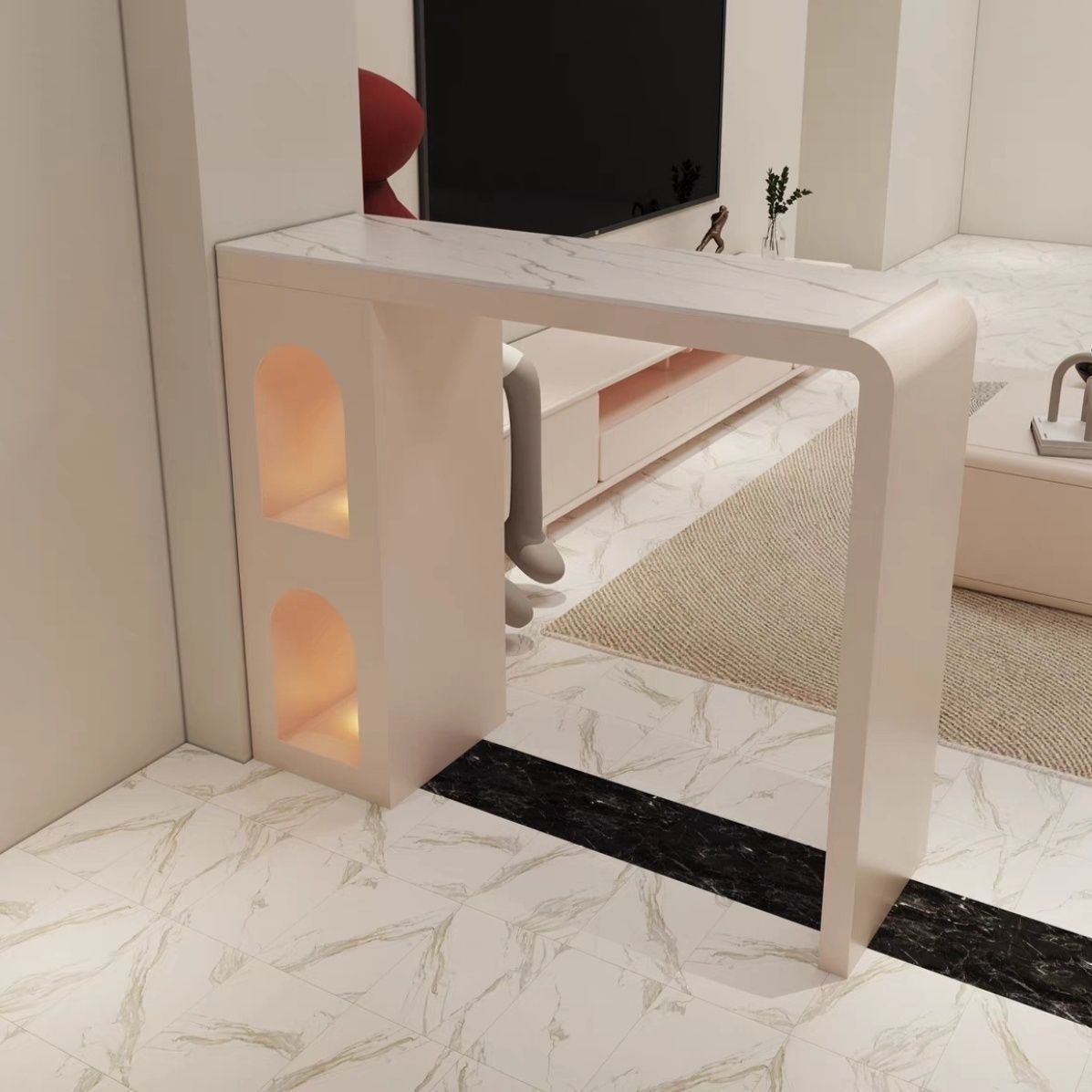 Bar Table Home Cream Style Slate Long Table Living Room Sofa Partition Leisure Bar Integrated Balcony High Table