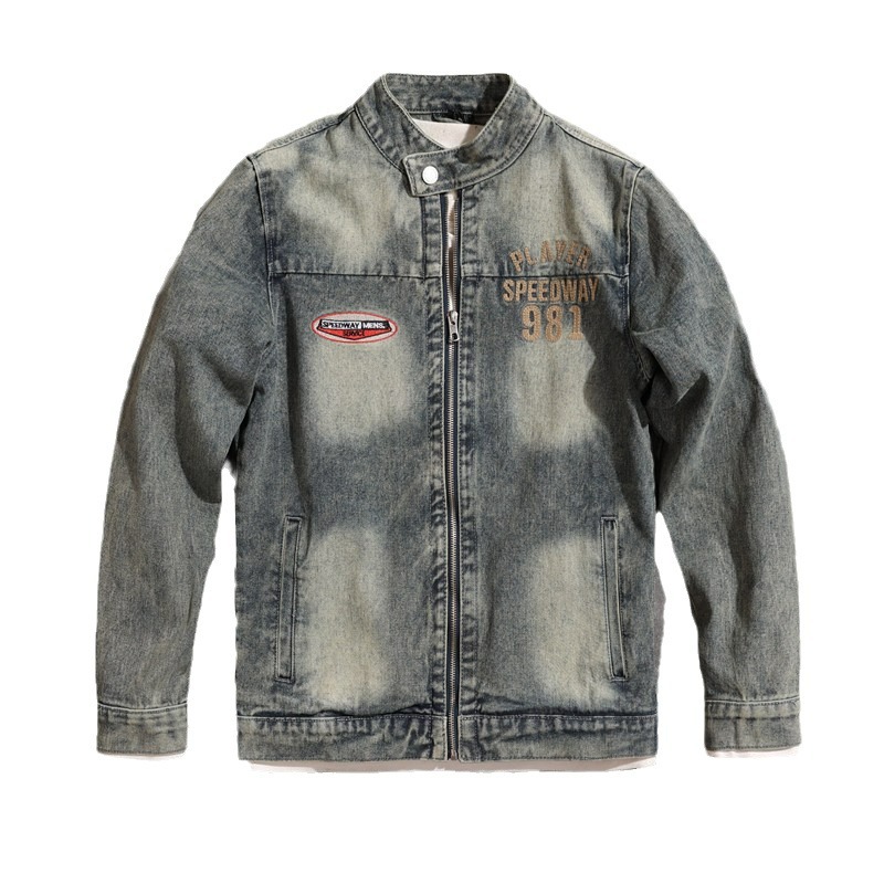 Herr jeansjacka retro lös passform high street stil_voghion.com