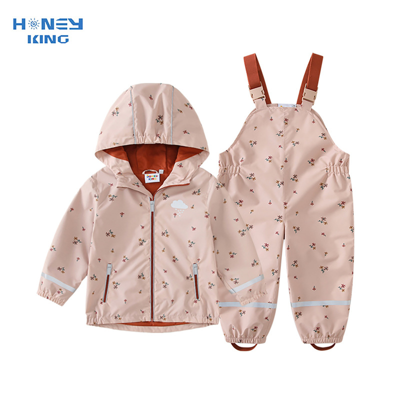 HONEYKING Children's suit Coat Jacket Spring and Autumn Jacket Baby Jacket Outdoor Waterproof Raincoat Rain Pants