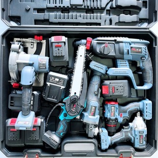 German Multifunctional Lithium Battery Tool Four-Piece Set Electric Hammer Electric Drill Angle Grinder Electric Wrench Single Hand Saw Electric Chain Saw